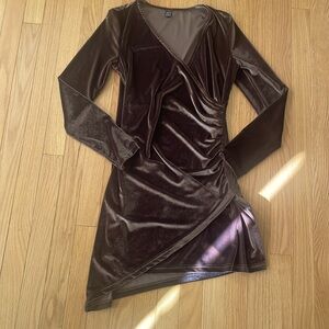 Shein Brown Velvet Dress